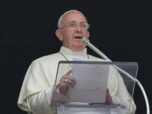 Pope Francis speaks to the crowd gathered in St. Peters Square June 15, 2015. 
