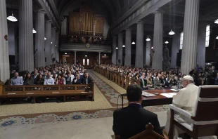 Pope Francis speaks to young married couples in Mary's Pro-Cathedral in Dublin Aug. 25, 2018.   Vatican Media.