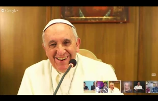 Pope Francis speaks with children through Google Hangouts, Feb. 5, 2015.