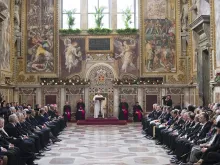 Pope Francis speaks with the Diplomatic Corps Ac