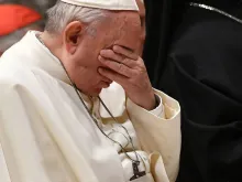 Pope Francis takes part in a penitential liturgy during a Vatican summit on sex abuse Feb. 23, 2019. 