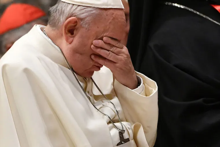 Pope Francis takes part in a penitential liturgy during a Vatican summit on sex abuse Feb. 23, 2019. Credit: Vincenzo Pinto/AFP/Getty Images.