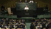 Pope Francis speaks to the United Nations General Assembly in New York City, Sept. 25, 2015.