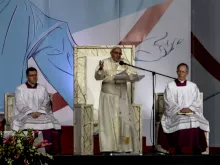 Pope Francis addresses young people during the World Youth Day vigil in Panama City, Jan. 26, 2019. 
