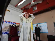 Pope Francis visits Casa Hogar in Panama City, Jan. 27, 2019. 