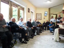 Pope Francis visits the elderly priest-residents of Casa San Gaetano in Rome, June 17, 2016.