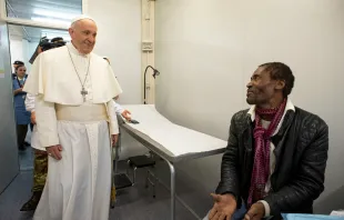 Pope Francis visits temporary medical clinics for the poor in St. Peter's Square, Nov. 16, 2018.   Vatican Media.