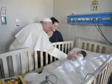 Pope Francis visits the Bambino Gesu di Palidoro hospital outside Rome, Jan. 5, 2018. 