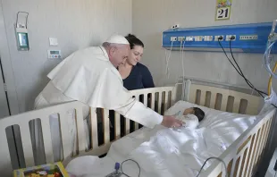 Pope Francis visits the Bambino Gesu di Palidoro hospital outside Rome, Jan. 5, 2018.   Vatican Media.