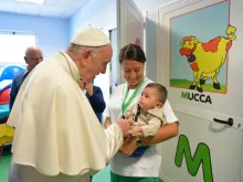 Pope Francis visits the Santa Lucia Foundation neuro-rehabilitation center in Rome Sept. 22, 2017. Copyright L'Osservatore Romano. 