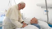 Pope Francis visits the San Raffaele Borona assisted living home in Rieti, Italy, Oct. 4, 2016.