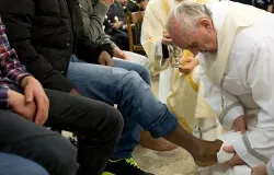 Pope Francis washes the feet of a prisoner at Rome's Casal Del Marmo Youth Detention Centre on Holy Thursday, March 28, 2013. ?w=200&h=150
