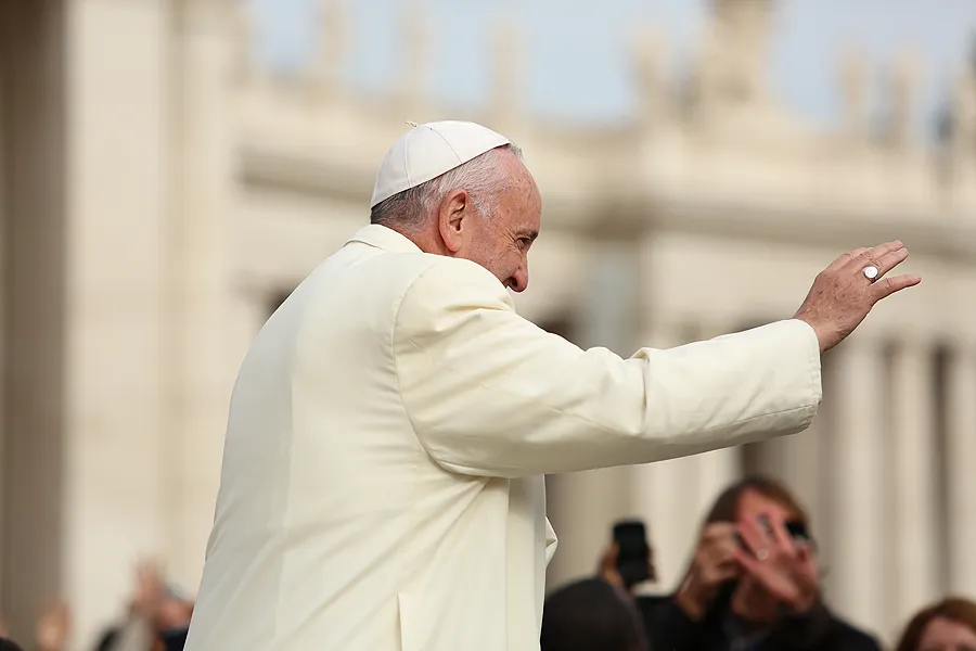 Pope Francis waves at the general audience in St. Peter's Square, Nov. 18, 2015. ?w=200&h=150