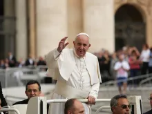 Pope Francis at the General Audience in St. Peter's Square, Oct. 7, 2015. 
