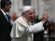 Pope Francis at the Wednesday general audience in St. Peter's Square on May 27, 2015. 