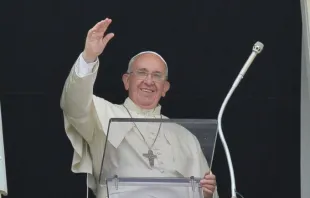 Pope Francis waves to the crowd gathered in St. Peter's Square June 15 before the angelus.   L'Osservatore Romano.