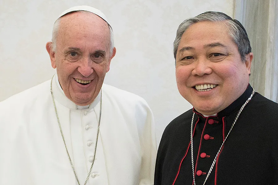 Pope Francis with Archbishop Bernardito Auza, the Holy See's Permanent Observer to the United Nations, at the Vatican Dec. 14, 2017. ?w=200&h=150