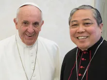 Pope Francis with Archbishop Bernardito Auza, the Holy See's Permanent Observer to the United Nations, at the Vatican Dec. 14, 2017. 