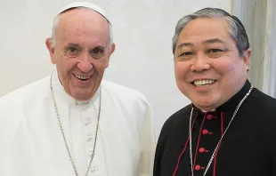 Pope Francis with Archbishop Bernardito Auza, the Holy See's Permanent Observer to the United Nations, at the Vatican Dec. 14, 2017.   L'Osservatore Romano.