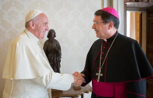 Pope Francis meets with Archbishop Christophe Pierre, apostolic nuncio to the United States, April 21, 2016.   L'Osservatore Romano.