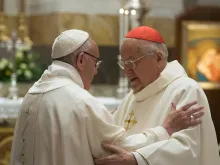Pope Francis with Cardinal Angelo Sodano. 