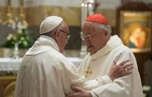 Pope Francis with Cardinal Angelo Sodano.   Vatican Media.
