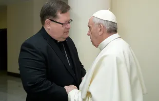 Pope Francis mourns the Quebec mosque attack with Cardinal Gerald Lacroix, Jan. 30, 2017.   L'Osservatore Romano.