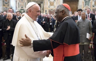Pope Francis with Cardinal Peter Turkson, prefect of the Dicastery for Promoting Integral Human Development, in the Vatican, Nov. 10, 2017.   L'Osservatore Romano.