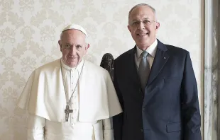 Carl Anderson, Supreme Knight of the Knights of Columbus, meets with Pope Francis, Feb. 16, 2017.   L'Osservatore Romano.