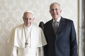 Pope Francis with Carl A Anderson Supreme Knight of the Knights of Columbus Feb 16 2017 Credit LOsservatore Romano CNA
