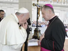 Cardinal Blase Cupich with Pope Francis in St. Peter's Square, Sept. 2, 2015. 