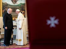 Pope Francis with Fra' Giacomo Dalla Torre, Grand Master of the Sovereign Military Order of Malta, at the Vatican, June 22, 2018. 