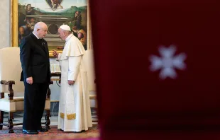 Pope Francis with Fra' Giacomo Dalla Torre, Grand Master of the Sovereign Military Order of Malta, at the Vatican, June 22, 2018.   Vatican Media.