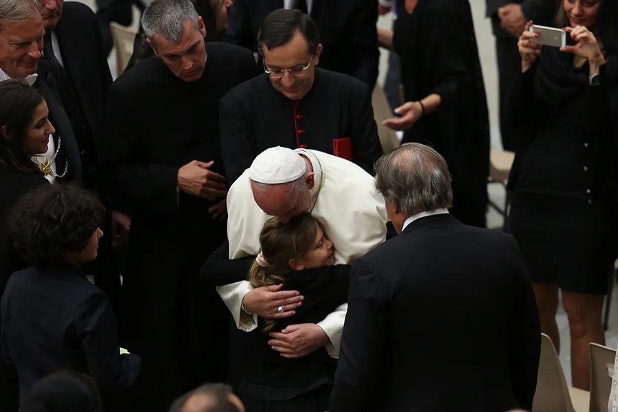 Pope Francis greets survivors of the Nice, France terrorist attack during an audience at the Vatican on Sept. 24, 2016. ?w=200&h=150