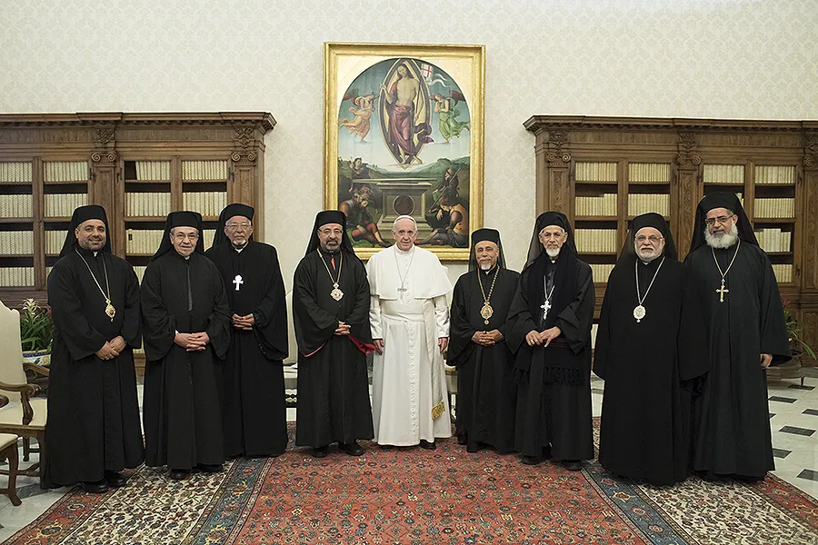 Pope Francis meets with the bishops of the Coptic Catholic Church at the Vatican, Feb. 6, 2017. ?w=200&h=150