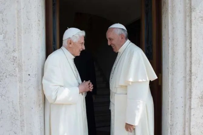 Pope Francis with Pope Emeritus Benedict XVI at the Monastery of Mater Ecclesiae in Vatican City on June 30 2015 Credit LOsservatore Romano