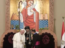 Pope Francis with Pope Tawadros II of Alexandria in Cairo, Egypt on April 28, 2017. 