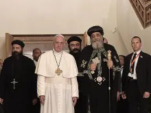 Pope Francis with Tawadros II, Coptic Orthodox Patriarch of Alexandria, in Cairo, April 28, 2017. 