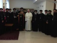  Pope Francis meets with Pope Tawadros and his delegation on May 9, 2013 in Vatican City. 