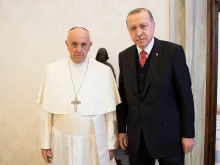 Pope Francis with President Recep Tayyip Erdogan of Turkey, in Vatican City, Feb. 5, 2018. 