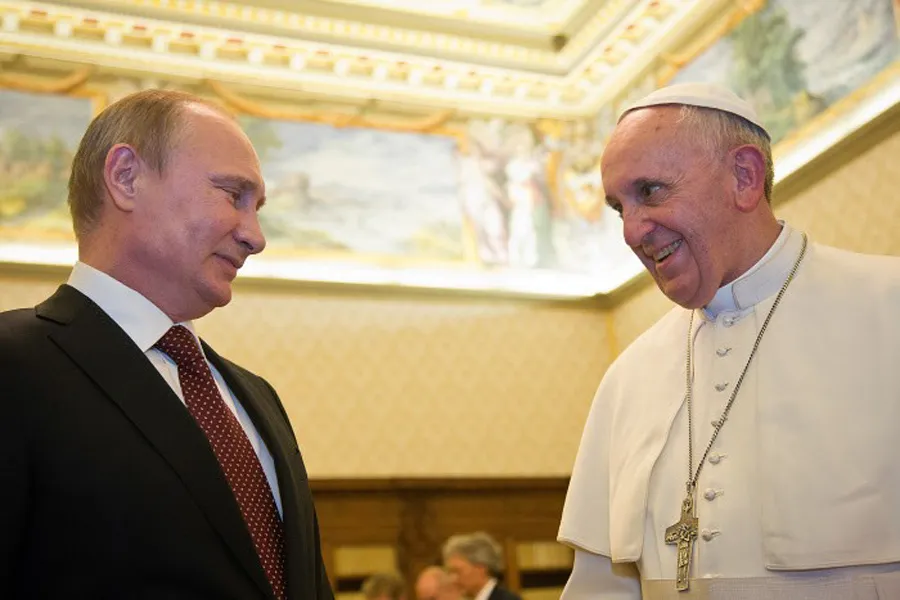 Pope Francis meets with Russian president Vladimir Putin at the Vatican, June 10, 2015. ?w=200&h=150
