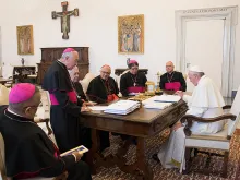 Pope Francis meets with members of the Venezuelan bishops' conference at the Vatican, June 8, 2017. 