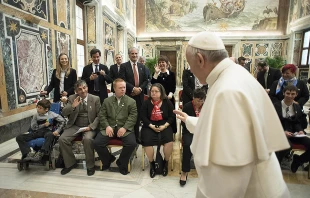 Pope Francis with a Delegation of Special Olympics International, Feb. 16, 2017.   L'Osservatore Romano.