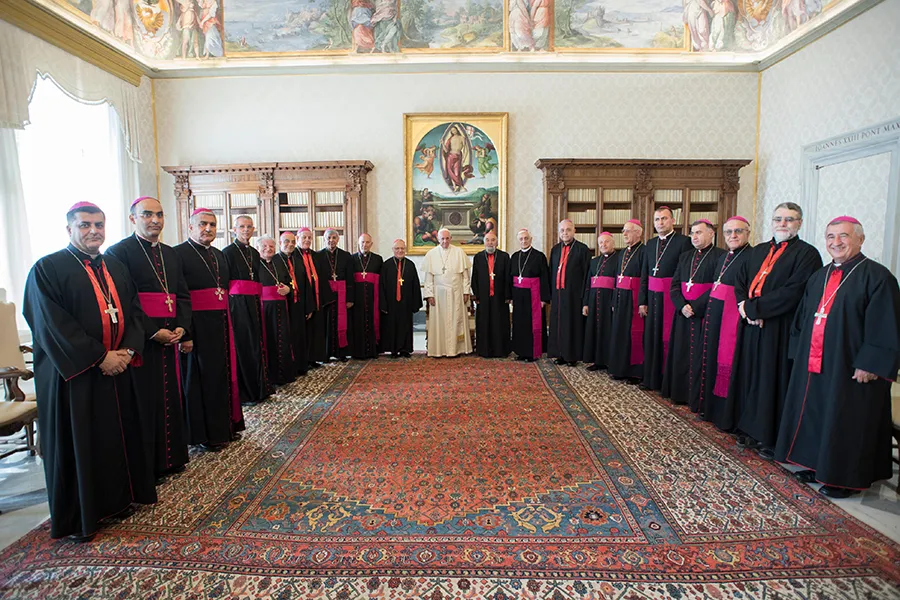 Pope Francis meets at the Vatican with members of the Synod of the Chaldean Catholic Church, Oct. 5, 2017. ?w=200&h=150