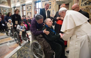 Pope Francis meets with participants in the meeting sponsored by the Charity Commission and the Italian bishops' conference, Feb. 10, 2017.   L'Osservatore Romano.