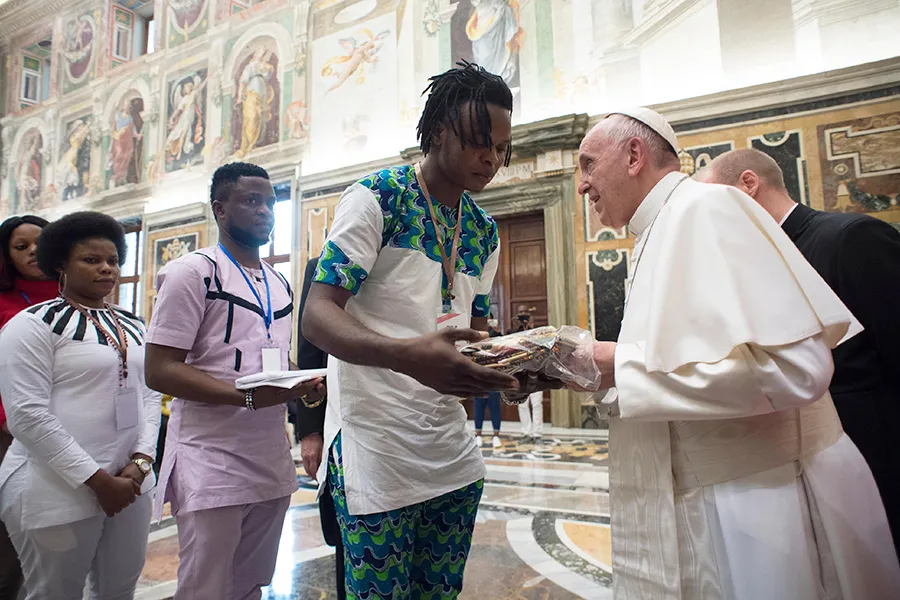Pope Francis meets with participants in a World Day of Reflection against Trafficking in Persons in Vatican City, Feb. 12, 2018. ?w=200&h=150