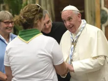 Pope Francis meets with the International Catholic Conference of Guiding at the Vatican, June 26, 2015. 