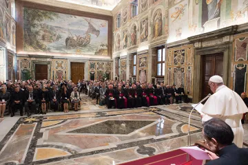 Pope Francis with the General Assembly of the Pontifical Academy for Life in Vatican City on June 25 2018 Credit Vatican Media CNA