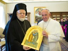  Pope Francis with the delegation from the Ecumenical Patriarche of Constantinople in Vatican City, June 28, 2016. 