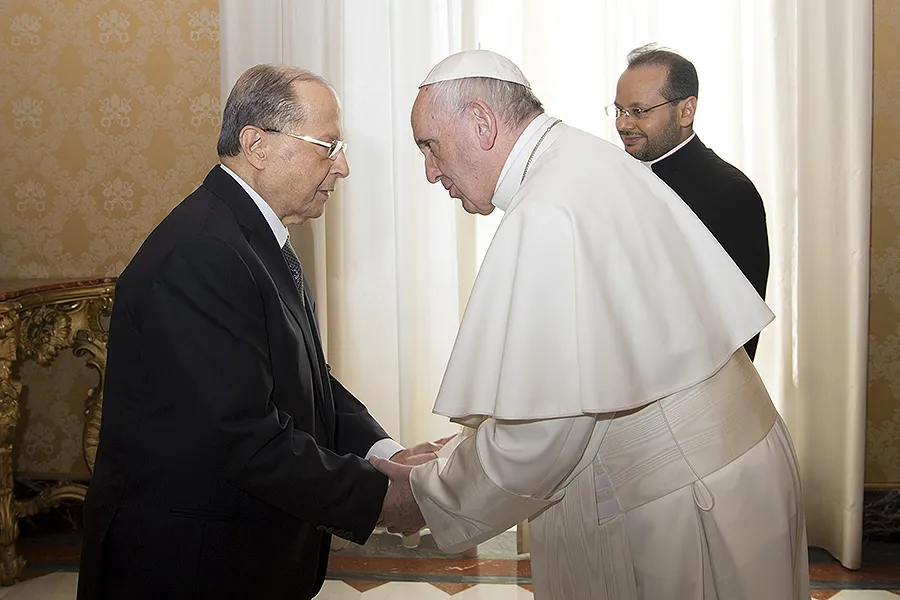 Pope Francis with President of Lebanon Michel Aoun in Vatican City. ?w=200&h=150